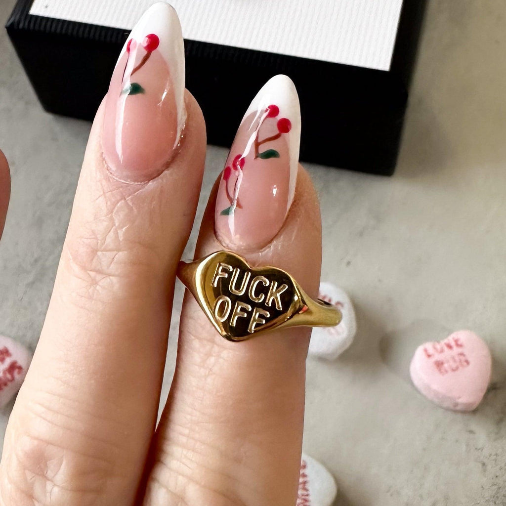 F*** OFF Heart Ring- Gold